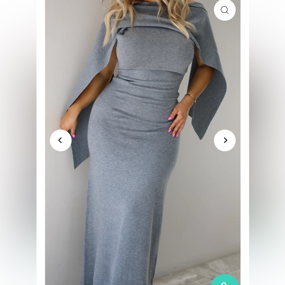 Bobbles & Lace Gray Knit Shawl Dress